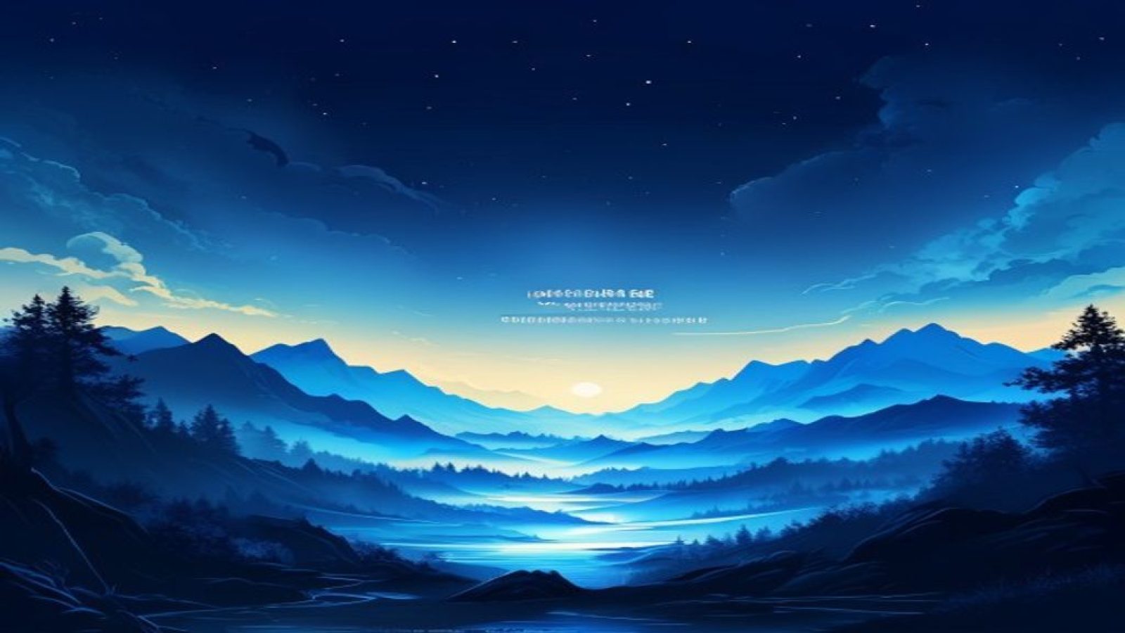 火影黄漫同人文化导航站首页背景，暗色忍者主题场景，天蓝渐变光效烘托神秘动感氛围